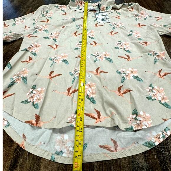 NWT!!! Free Planet Mens, Short Sleeve,Flamingoes, Flowers, MSRP 50, Mens L - Picture 2 of 11